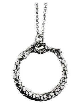 NWOT Dyrberg/kern Silver Snake Ouroboros Circle Pendant Necklace